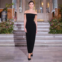 Robe longue noire à dos ouvert et épaules dénudées, élégante robe de soirée haut de gamme pour l'automne et l'hiver