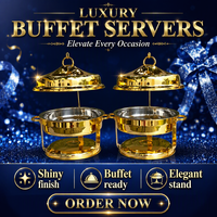 Luxe bruiloft serveer schaal gouden klassieke chafing dish 9.0L buffetset roestvrij staal voedselwarmer high-end hotel restaurant catering