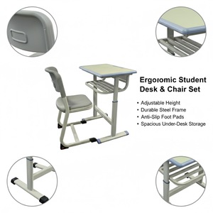 Muebles Escolares Modernos de Metal para <span class=keywords><strong>Aulas</strong></span> STEM, Conjunto de Sillas y Mesas Individuales para Estudiantes, Cómodas, con Certificación ISO - Product Image 3