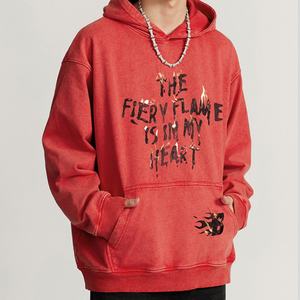 Sweat à capuche unisexe épais à épaules tombantes, effet délavé, style Hip Hop, coupe oversize, hiver, avec lettrage, 100% Coton, Écologique, Personnalisable, Vintage - Product Image 4