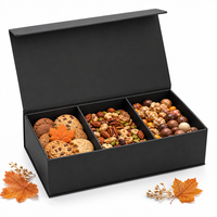 Boîte cadeau de Thanksgiving personnalisée haut de gamme, imperméable, noire mate, 3 compartiments, doublure en éponge, friandises, en-cas, vente en gros, fête