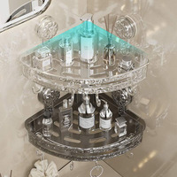 Ensemble de supports de rangement en plastique texturé ondulé pour salle de bain, à fixer au mur, transparent, étanche, support d'angle pour articles de bain