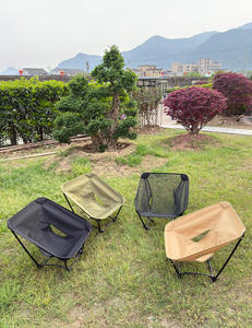 Chaise de camping pliante ultra-légère d'extérieur en alliage d'aluminium, chaise de sol à quatre pieds, chaise sans pieds portable en maille - Product Image 4