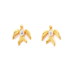 Fashion <b>Stud</b> <b>Earrings</b> 316L Stainless Steel PVD Gold Plating Sustainable Resistant Bird Design - Product Image 2
