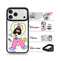 Coque de téléphone AG Feeling Black Edge avec motif Gilding Lover Girl pour iPhone 17, 17 Pro Max, 16 Pro, 15, 15 Pro Max – Coque magnétique