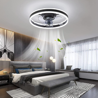 Ventilateur de plafond intelligent moderne de 19,7 pouces avec 6 vitesses de vent, éclairage LED intégré, ventilateur-lampe pour chambre à coucher