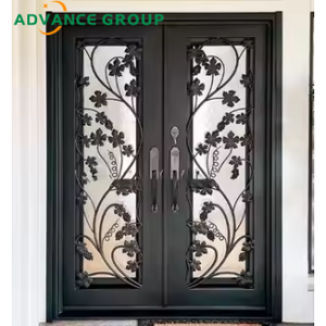 Entrada <span class=keywords><strong>principal</strong></span> exterior <span class=keywords><strong>Puerta</strong></span> <span class=keywords><strong>de</strong></span> <span class=keywords><strong>metal</strong></span> doble Puertas <span class=keywords><strong>de</strong></span> entrada frontal <span class=keywords><strong>de</strong></span> hierro forjado negro moderno para Villa Casa <span class=keywords><strong>Puerta</strong></span> frontal residencial - Product Image 6