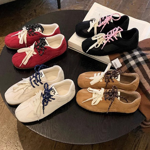 Nouvelle Collection Femme 2026 : Chaussures de Sport Décontractées Agande à Bout Carré Mat, Bicolores, Rétro, en Cuir Véritable, Plates et Confortables - Product Image 1