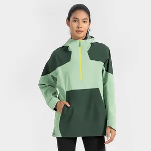 Kadınlar hafif su geçirmez yağmurluk açık Activewear yürüyüş kamp fermuarlı kapüşonlu svetşört rüzgarlık spor kapüşonlu ceketler