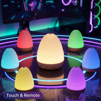 Veilleuse rechargeable en forme d'œuf, lampe de table portable RGB avec base en bois, lumière d'ambiance LED à commande tactile pour bureau