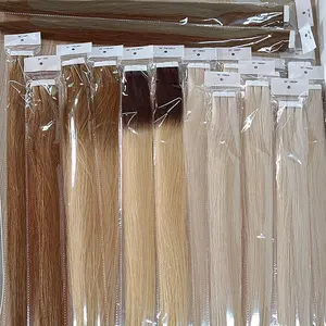 Grosir selotip ekstensi rambut remy ditarik ganda di bagian Vendor tulang Virgin plester manusia lurus alami produsen ekstensi rambut