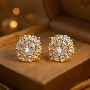 Orecchini a Perno E2647 in Oro per Donna, Classici con Cristalli e Strass a Forma di Fiore, Gioielli Raffinati per Uso Quotidiano - Product Image 2