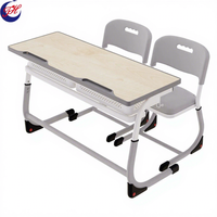 Ensemble de chaise et de bureau d'école en métal réglable avec plateau en bois, design moderne, durable, écologique, mobilier scolaire personnalisable