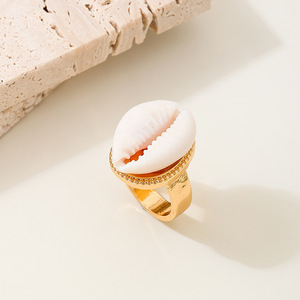 Zooying réglable cauri coquille anneau 18K or argent plaqué cuivre <span class=keywords><strong>bohème</strong></span> <span class=keywords><strong>Style</strong></span> côtier empilable pour les femmes cadeau de <span class=keywords><strong>mariage</strong></span> - Product Image 3
