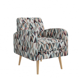 Sillón Tapizado con Patrón Geométrico Triangular Vintage, con Reposabrazos y Patas de Madera, Sofá Individual para Balcón de Apartamento - Product Image 6