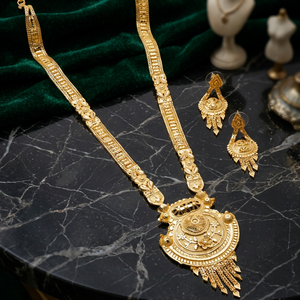 Ensemble de bijoux fantaisie plaqué or 14K 18K 24K en gros, parure de bijoux longue, bijoux traditionnels, bijoux en laiton rempli d'or. - Product Image 3