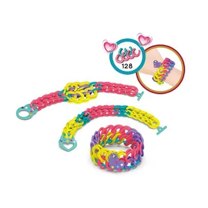Grosir set gelang tenun tangan diy anak-anak kreatif warna-warni tali tangan kalung plastik mainan edukasi