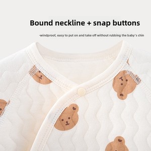 Body de Bebé de Doble Capa con Protección Abdominal, Otoño/Invierno, Recién Nacido, Algodón, Estampado Animal, Térmico, con Cierre de Velcro en la Espalda - Product Image 5