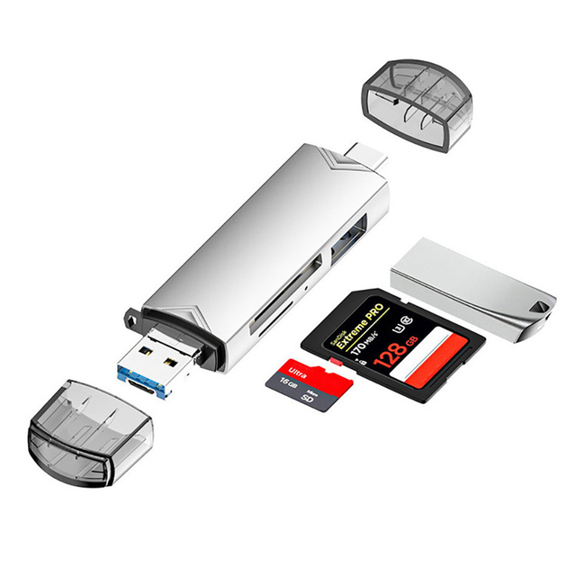 6 In 1 Card Reader USB 3.0 SD TF Card Memory Reader Micro  High Speed USB Flash Drive Type c 3.1 To USB Adapter Writer