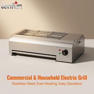 Barbecue Électrique Sans Fumée pour Usage Domestique et Commercial 110V/220V en Acier Inoxydable avec Contrôle par Thermostat - Product Image 1
