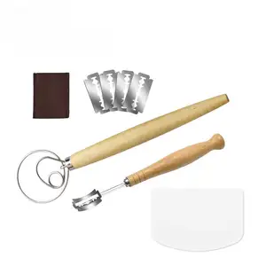 Danish Dough Whisk Set Metal Bread Lame Bread Making Tools with 5 Replacement Blades for Bread Pastry Pizza