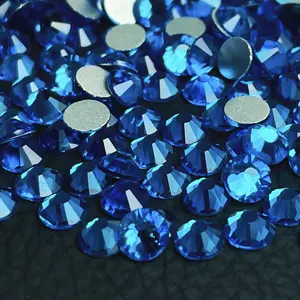 Wholesale Flatback Non-Hot Fix Crystals Capri Blue High-quality Glass Rhinestones Customized Logo Packaging For DIY Nail Art