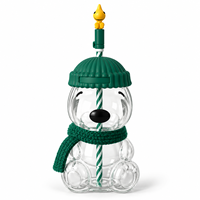 Offre Spéciale – Tasse à paille en verre borosilicate avec couvercle, motif chien ou ours en peluche 3D, idéale pour les cadeaux d'anniversaire et les fêtes, avec bonnet et écharpe tricotés décoratifs