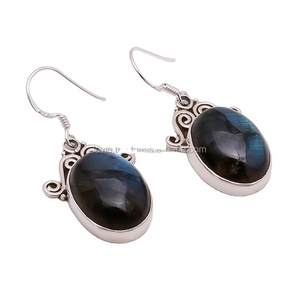 Boucles d'oreilles en labradorite naturelle 925, bijoux en argent sterling, boucles d'oreilles indiennes faites à la main, bijoux fins - Product Image 1
