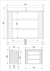 Timbela M201-1 hangar de stockage de bois de chauffage en bois Durable 1.75 M3 capacité 0.97m2 meubles de jardin Style Nature Dimensions W184 X L86 - Product Image 5