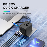 Rallonge adaptateur de voyage universel 3 type-c + 2 adaptateur de voyage USB 2500W PQ adaptateur de voyage multi-prise