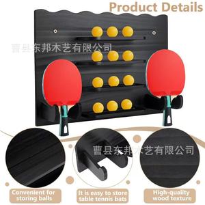 Estante de almacenamiento de madera para palas de ping-pong, soporte de pared para exhibir pelotas de ping-pong, organizador de pared para el hogar. - Product Image 2