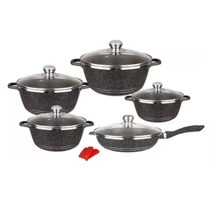 Kitchen Stainless Steel <strong>Cooking</strong> <strong>Pot</strong> &amp; Pan Sets 12pcs/set Induction Safe Saucepan Casserole Pan with Glass Lid Aluminum <strong>Pot</strong> Cook - Product Image 1