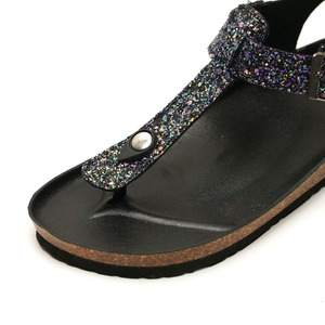 Tongs plates noires confortables pour femmes, nouveau design, magnifiques pantoufles à paillettes, élégantes et tendance - Product Image 4