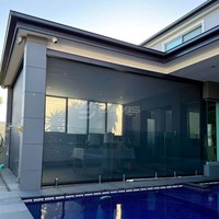 Store banne zippée sur mesure pour pergola extérieure, patio, balcon, avec tissu anti-UV et rail latéral résistant au vent