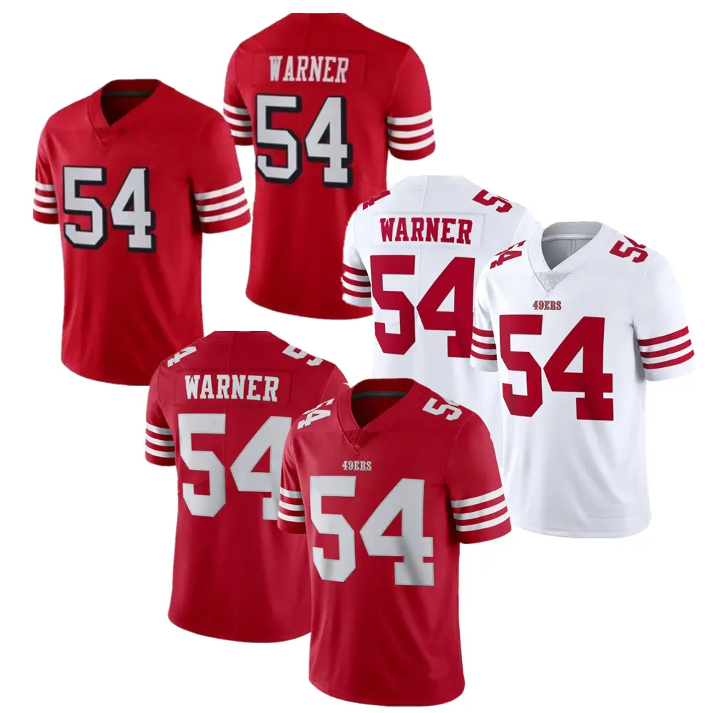 מותאם אישית לגברים סן פרנסיסקו 54 פרד וורנר חולצות כדורגל תפור אופנה ארה""ב כדורגל VP ג'רזי קיץ מוגבל ספורט - אדום