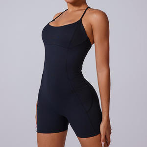 RUIQUWIN Wholesale Fashion Sexy Fitness <b>Jumpsuit</b> Backless Tight <b>Shorts</b> <b>Women</b> Breathable Yoga <b>Jumpsuit</b> - Product Image 3