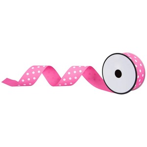 Pink Dots Glitter Printed Polyester/Cotton Double Face Grosgrain <b>Ribbon</b> 1-1/2 Inch Wide for Gift Packaging - Product Image 1