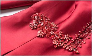 فستان أحمر مطرز للنساء من FMY، فستان شتوي راقي للمناسبات الاجتماعية، فستان زفاف وحفلات بخصر ضيق، فستان للمناسبات 68697 - Product Image 5