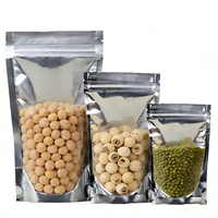Sachet Doypack Personnalisé Semi-Transparent Semi-Aluminisé avec Fermeture Zip Refermable, Emballage Alimentaire Métallisé Yin Yang, Sachet Mylar