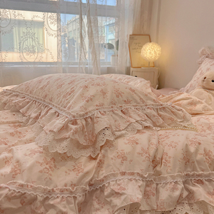 Ren xù Duvet cover Twin/Nữ Hoàng giường hoàn hảo cho cô gái phòng pháp ren hoa 100% cotton <span class=keywords><strong>bedding</strong></span> <span class=keywords><strong>Set</strong></span> bedskirt vỏ gối - Product Image 3