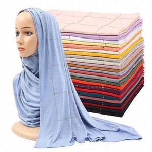 Hiyab para Mujeres Musulmanas, Pañuelo Islámico Moderno y Popular, con Adornos, de Lona y Poliéster, en Bolsa Individual, ZYF-1456 - Product Image 1