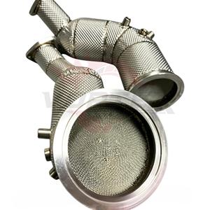 Tuyaux d'échappement avant isolés thermiquement Vortex en argent pour Audi RS6 RS7 C8 4.0 TFSI avec isolation thermique et ports pour capteurs - Product Image 4