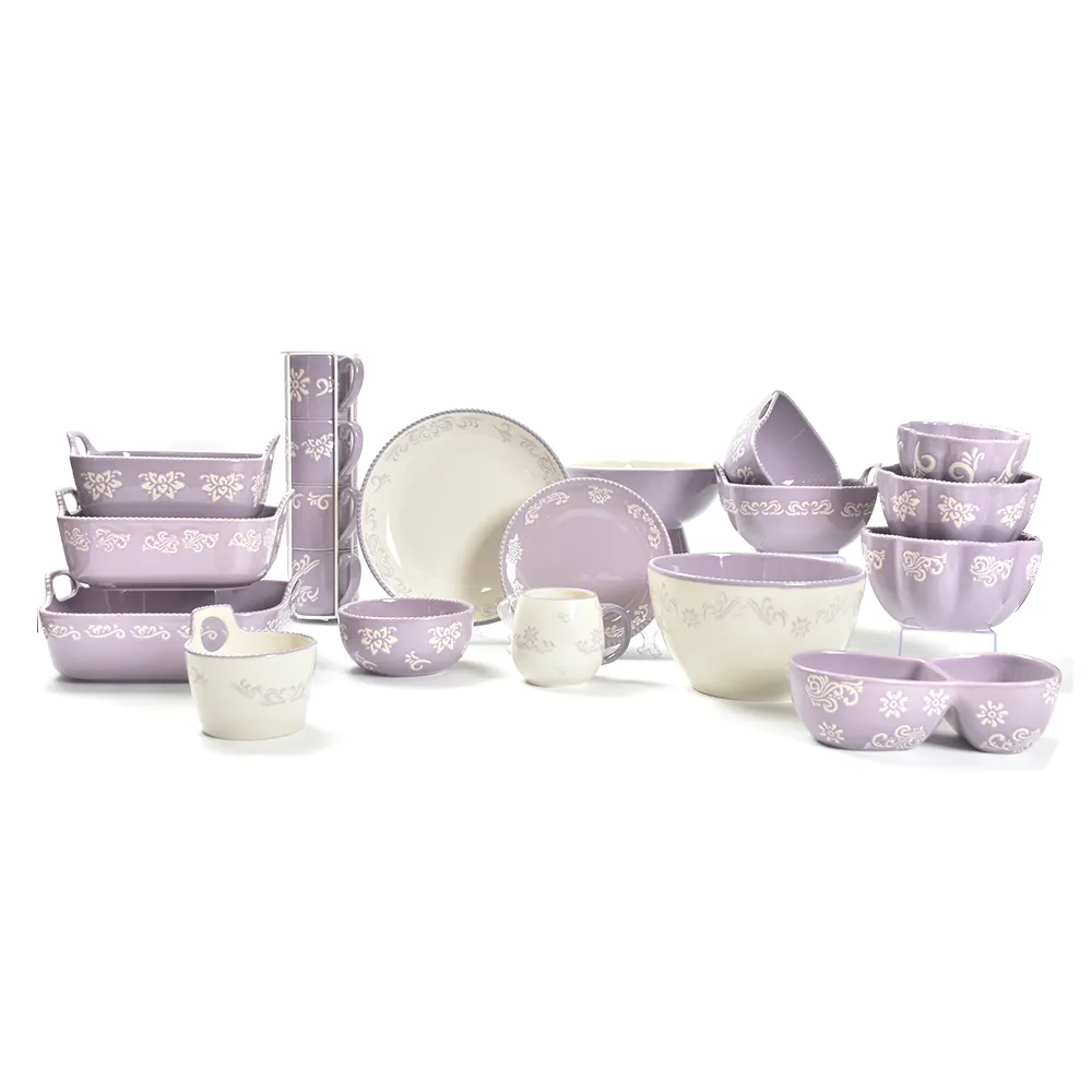wholesale 18 pieces Purple Dinnerware set dinner set can be customized ceramic dinnerware