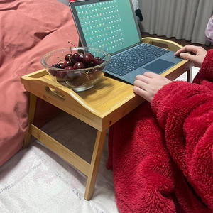 Table pliante paresseuse multifonctionnelle à un niveau <span class=keywords><strong>plateau</strong></span> de thé/dîner d'ordinateur en bambou Simple pour repose-<span class=keywords><strong>pieds</strong></span> de baie vitrée de dortoir - Product Image 3