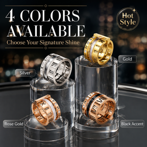 316L Stainless Steel Silver Tone Roman Numeral Interlocked <b>Ring</b> Hypoallergenic Paved CZ Multi Band <b>Women</b> Daily Party Stackable - Product Image 5