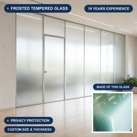 Plaques de verre sablé givré pour cloisons de bâtiment et intimité dans les salles de bain |   Grand stock, taille personnalisée OEM