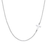 Collar de Cadena con Cruz de Acero Inoxidable, Resistente al Agua y al Deslustre, Diseño Refinado y Simple, Collar de Una Sola Capa con Cruz Lateral de Acero Inoxidable para Mujer