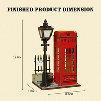 Rompecabezas 3D de Madera con Diseño de Cabina Telefónica Estilo Londinense, Luz Nocturna LED, Decoración para Librería, Envío Inmediato, Dropshipping, 1 Pieza, Kit de Modelo, Regalo