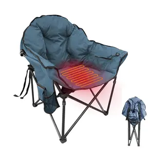 Cadeira de acampamento dobrável personalizada, sofá acolchoado de metal com tamanho grande, molhador de metal, lua aquecida, cadeira de acampamento para adultos