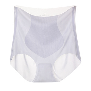 Sección delgada de verano antibacteriana de seda de cintura alta de talla grande <span class=keywords><strong>sin</strong></span> rastros de bragas de seda helada bragas de mujer de estilo femenino - Product Image 5
